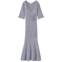 SNIDEL HOME autumn and winter simple waist-tie knitted fishtail nightgown SHNO234023