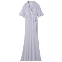 SNIDEL HOME spring and summer solid color comfortable short-sleeved long home dress SHNO232006