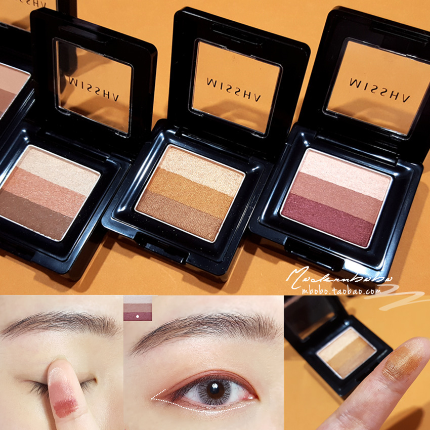 Popo's sister South Korea Missha riddles Steele 3 Color Three-color Gradual Layers Eye Shadow 3 s Lazy Eye Shadow Beginners