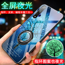 Applicable Huawei Honor 20 Mobile phone shell Glory 20pro Protective Sleeve v20 v20 honor20S Anti-Fall Housing Glass Specular Personality Creative Liquid Silicone Soft Shell Ultra Thin Frosted Bracket P