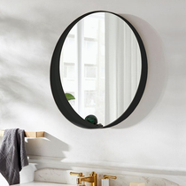 Nordic bathroom mirror solid wood cosmetic mirror wall hanging toilet toilet decoration hanging mirror toilet mirror with shelf