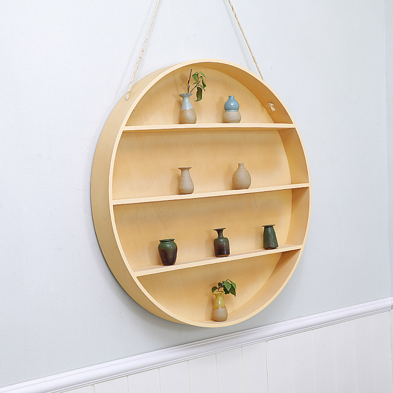 Creative round shelf Solid wood meter box decorative hanging ins Nordic multi-layer shelf Wall cabinet storage shelf