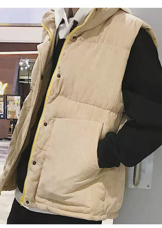 Mùa thu đông nam vest vest phiên bản Hàn Quốc áo vest nhung kẻ sọc không tay xuống áo khoác cotton sinh viên 2018 thủy triều