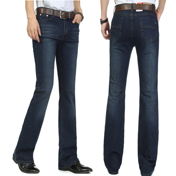 Mùa thu và mùa đông quần jeans nam cạp cao cạp cao quần ống loe Quần jean nam siêu thanh Quần mỏng nam quần ống rộng nam