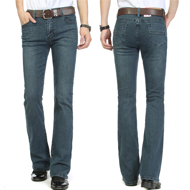 Mùa thu và mùa đông quần jeans nam cạp cao cạp cao quần ống loe Quần jean nam siêu thanh Quần mỏng nam quần ống rộng nam