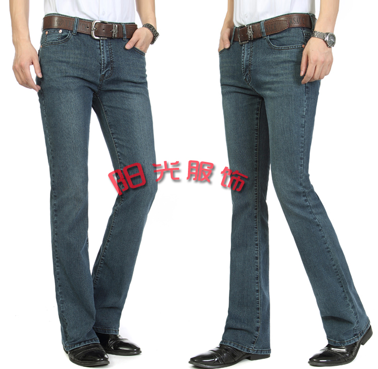 Mùa thu và mùa đông quần jeans nam cạp cao cạp cao quần ống loe Quần jean nam siêu thanh Quần mỏng nam quần ống rộng nam