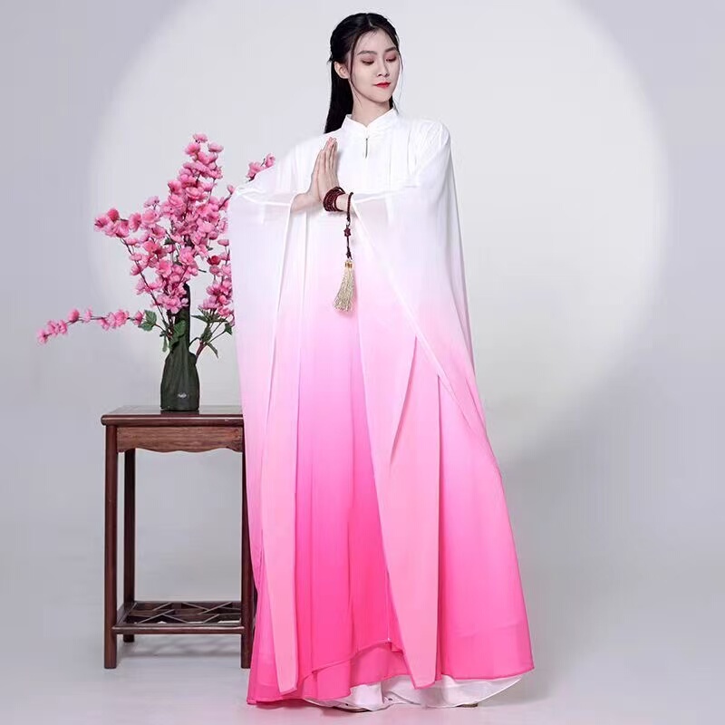 Zen Dance Clothing with Gradient Colors, Chinese Fairy Zen Clothing, Zen-Inspired Elegant Chinese-Style Women's Dress, Healer's Clothing, Super Fairy-Like