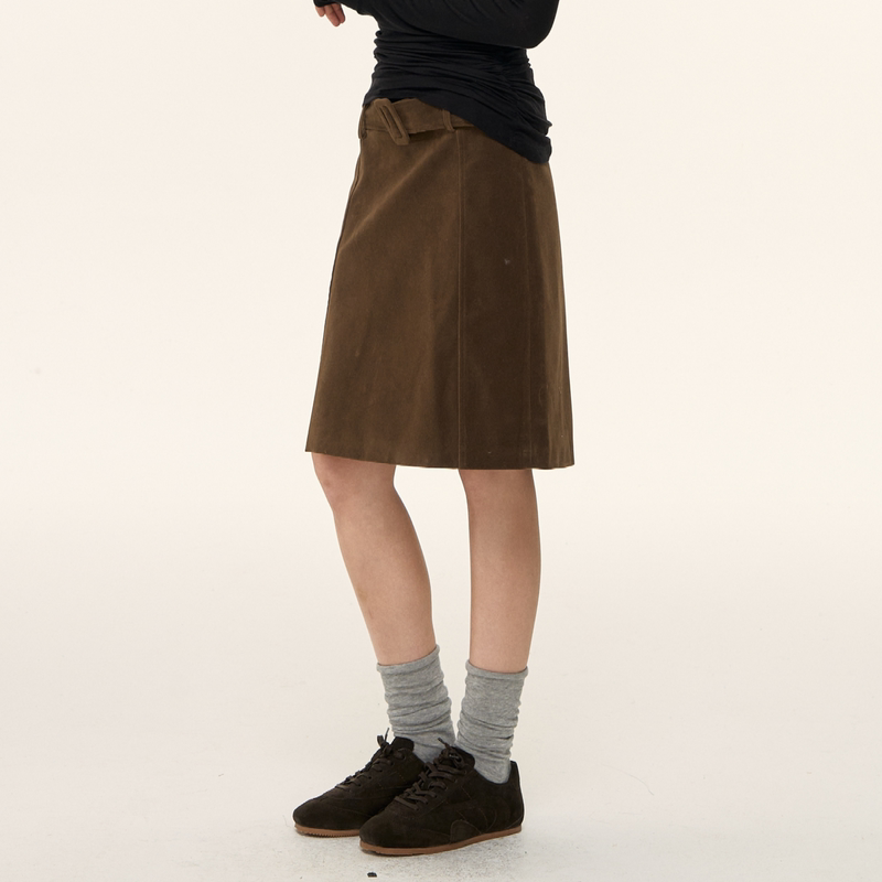 Nova Basics American Retro Belt Skirt for Women, New Autumn and Winter Style, Elegant Hip-Hugging Slimming Mid-Length Skirt