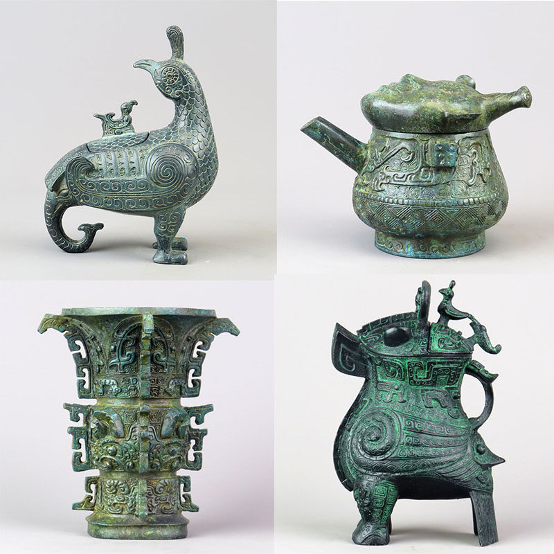 何尊】仿古青铜器中国铜尊饕餮尊古玩收藏品办公室铜工艺礼品-淘宝