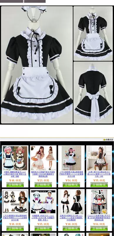 Kích thước nhỏ Kích thước trung bình Kích thước lớn XL Pseudo Girl Maid Costume Cosplay Akihabara Black and White Maid Quần áo Anime Trang phục - Cosplay