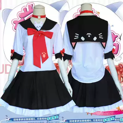 Escape cat cute student outfit Little Devil Meow print improved JK uniform girl Summer clothing spot