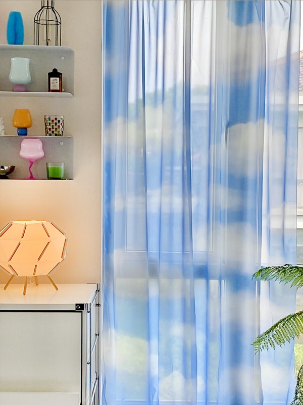 ins Windy Sheer Curtains with Gradient Chiffon Fabric, Sky and Cloud Design, Flowing Window Curtains, Elegant Window Drapes, Balcony Sheer Curtains ins Windy Sheer Curtains with Gradient Chiffon Fabric, Sky and Cloud Design, Flowing Window Curtains, Elegant Window Drapes, Balcony Sheer Curtains