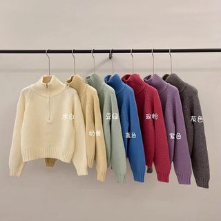 Wang fugui customized korean style stand collar half zip pullover sweater 10.29