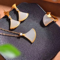 Qin Xin Yufang ancient method silver inlaid and field jade group-shaped suit