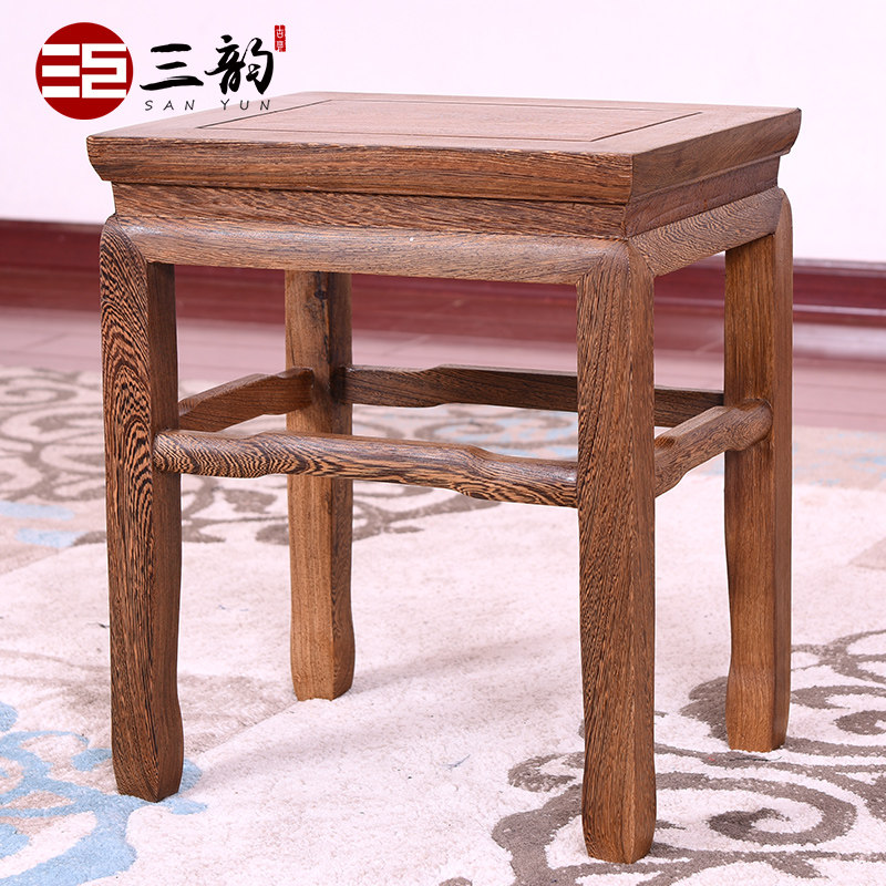 Chicken wings wood Ming and Qing furniture Chinese imitation antique short stool solid wood stool red wood small square stool chicken wings wood hook angle stool