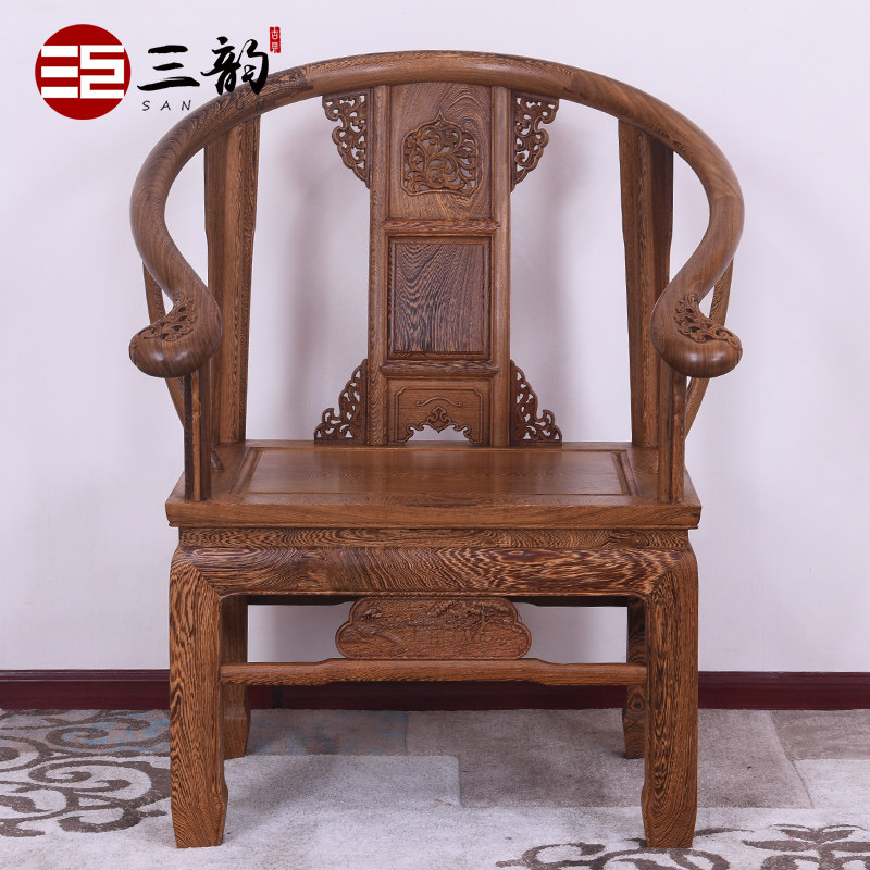 Red wood furniture Chicken Wings Wooden Palace Chair Solid Wood Circle Chair chair Chair Single Chinese Style Chair Tea Chair Antique official hat chair