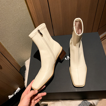 Heavy giant push ~ stick leg small short boots female Net red thin boots good wear a hundred tie