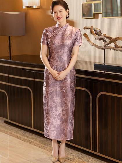 喜妈妈婚礼宴会晚礼服2024新款中式旗袍喜婆婆结婚晚礼服