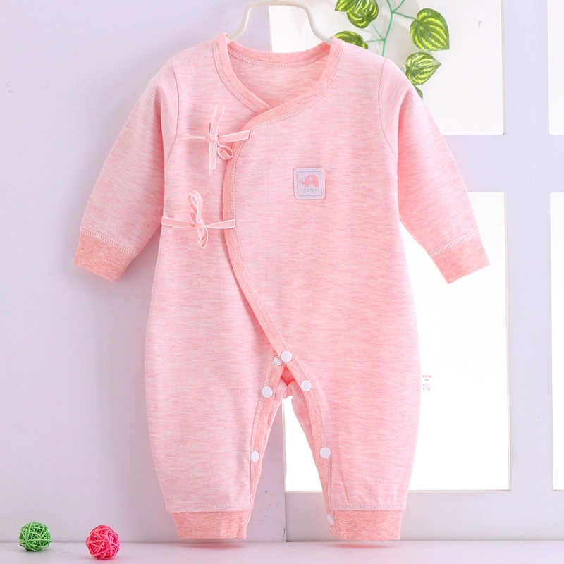 Quần áo trẻ em bằng vải cotton ôm ngực một phần vào mùa hè và mùa xuân Phong cách sơ sinh jacquard đáy quần đóng áo trẻ em - Áo liền quần