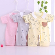 Babyiesies ngắn tay cotton phim hoạt hình romper đồ ngủ nam và nữ bé mùa hè váy mỏng phần quần áo sơ sinh