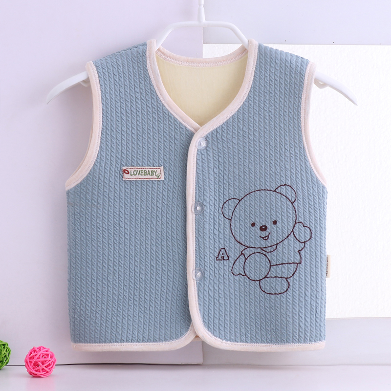 Bé quần áo trẻ em cộng với nhung trai nút cardigan vest trẻ sơ sinh quần áo trẻ em áo khoác phim hoạt hình trẻ em vest