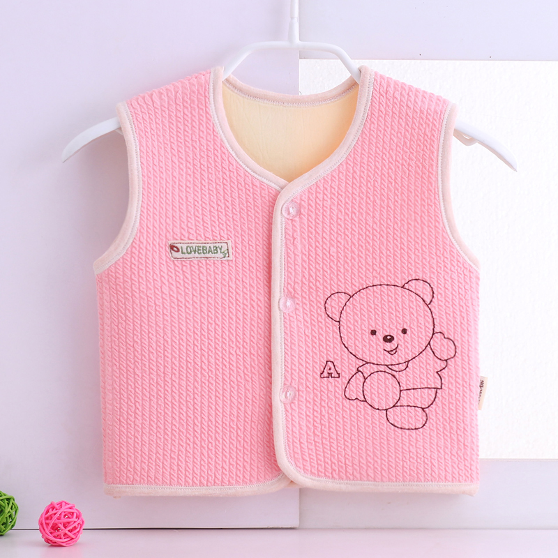 Bé quần áo trẻ em cộng với nhung trai nút cardigan vest trẻ sơ sinh quần áo trẻ em áo khoác phim hoạt hình trẻ em vest