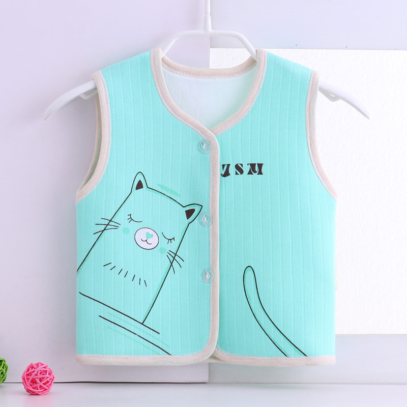 Bé quần áo trẻ em vàng velvet trai nút cardigan vest trẻ sơ sinh quần áo trẻ em áo khoác phim hoạt hình trẻ em vest
