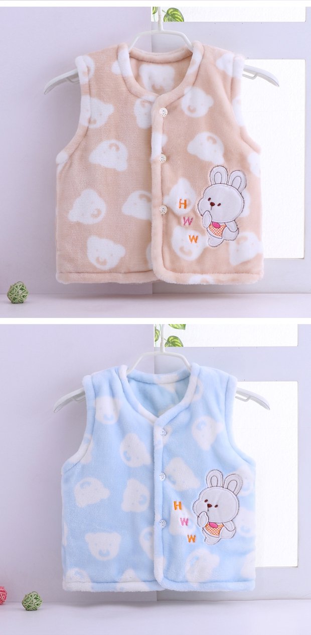 Áo vest sơ sinh dày nhung nhung vest mùa thu đông ấm áp nam nữ ấm áp cộng với áo vest cotton trẻ em áo gió trẻ em
