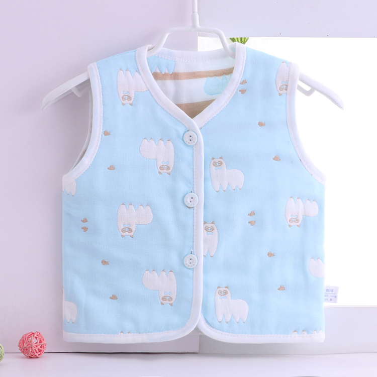 Bé vest bé cotton 6 lớp gạc vest sơ sinh vest gạc vest nam giới và phụ nữ mặc vest