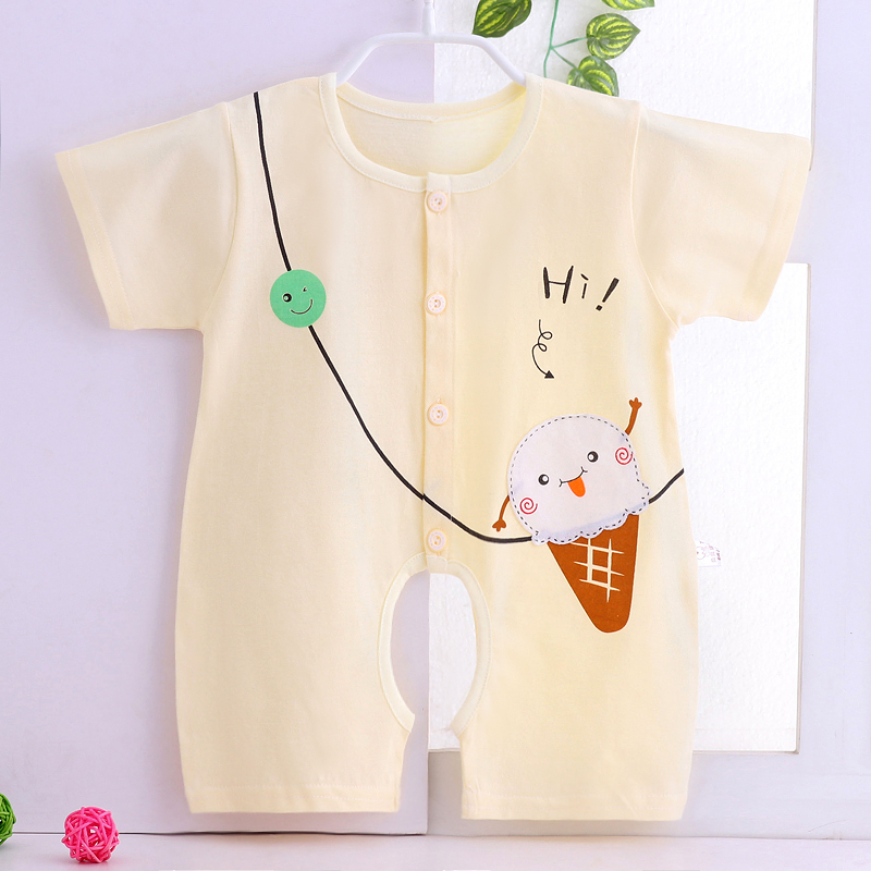 Bé ngắn tay jumpsuit cotton bé mùa hè quần áo ngủ quần áo 2 Cáp Nhĩ Tân 6 trẻ sơ sinh trẻ em 3 tháng 0-1 tuổi mùa hè