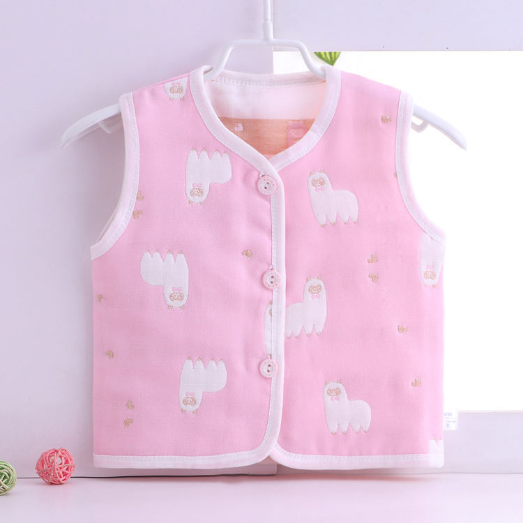 Bé vest bé cotton 6 lớp gạc vest sơ sinh vest gạc vest nam giới và phụ nữ mặc vest