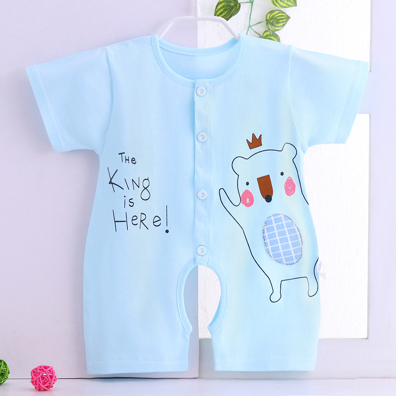 Bé ngắn tay jumpsuit cotton bé mùa hè quần áo ngủ quần áo 2 Cáp Nhĩ Tân 6 trẻ sơ sinh trẻ em 3 tháng 0-1 tuổi mùa hè