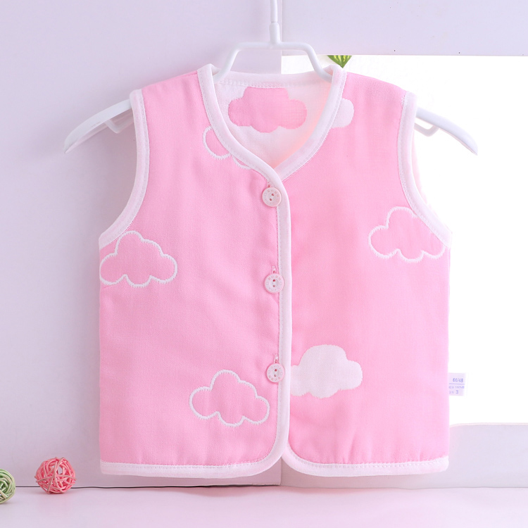 Bé vest bé cotton 6 lớp gạc vest sơ sinh vest gạc vest nam giới và phụ nữ mặc vest