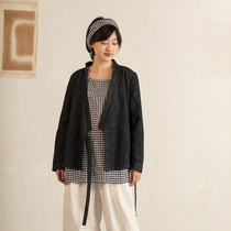 No good see the city spring and autumn new pure cotton design sense denim short jacket Chinese oblique lapel strap denim women