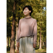 There is no good view city diagonal stripes loose wool cotton comfortable stretch small turtleneck bottoming shirt