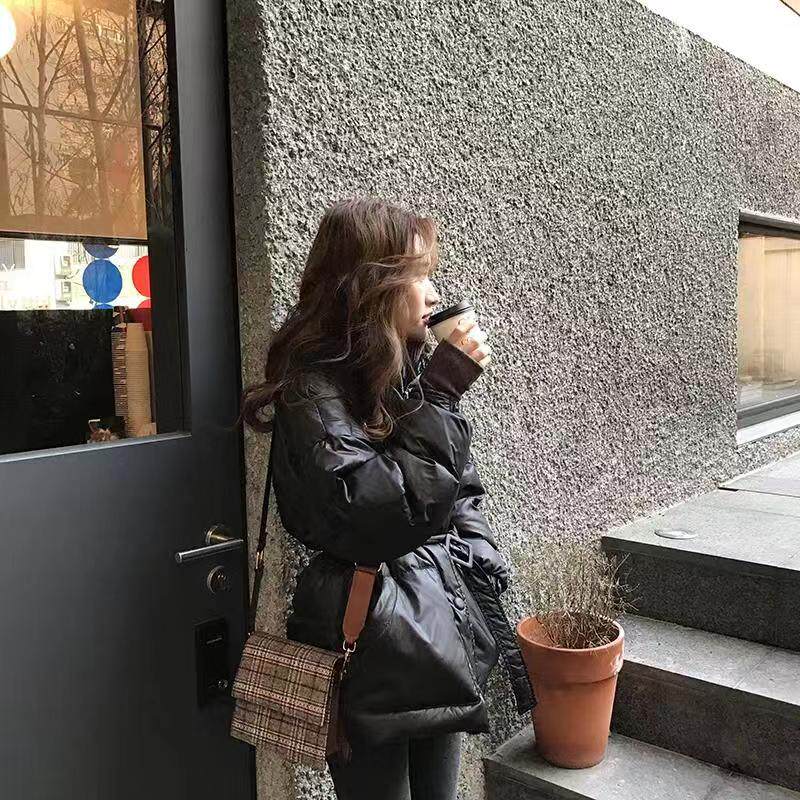 ELINASEA the smallest sea strap waist cotton-padded jacket women's hooded bread jacket coat 2021 new tide cotton-padded jacket