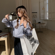 Minimum sea homemade Korean version spring autumn shirt woman design sensation small crowdwhite shirt with long sleeves stack wearing jacket jacket