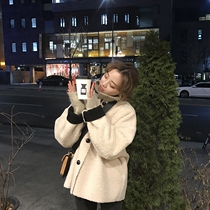 The smallest sea Korean version of loose retro casual warm short plush jacket women autumn and winter Joker temperament top