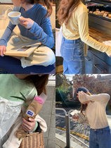 The smallest Sea Han version Black Jersey Undershirt Woman Spring Autumn Slim fashion Slim 100 Hitch Blouse 2021 New