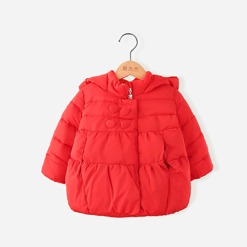 Girls Winter Costume New Girls Baby Clothes for Long Sleeved Cotton Clothes Winter Children's Recreational Point Hat Cotton Clothes