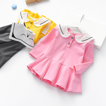 Girl dress autumn new female baby Navy wind lapel skirt children casual children long sleeve short skirt