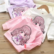 Girls sweatshirt new baby spring floral lace long sleeve blouse blouse cute little girl cartoon print hooded sweatshirt