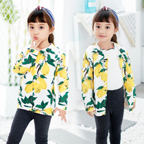 Girl Sweater Jacket Spring Dress New Children Lemon Printed Long Sleeve Cardio-hoodie Womens Casual Needling Jersey Child Clothing