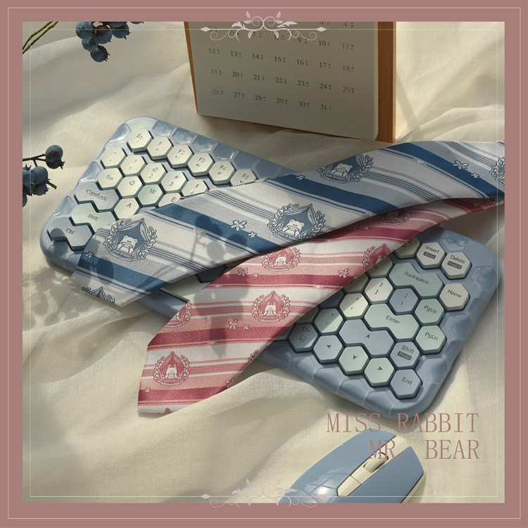 Hand - tap with bear jk tie - hand - beat original cute Japanese student College wind blue tie