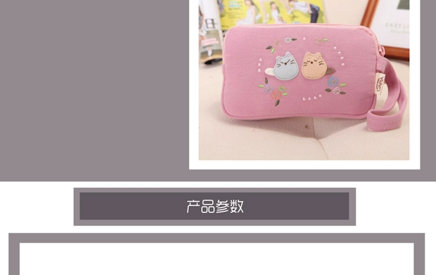 Nhật Bản mèo mèo phim hoạt hình dễ thương lady túi vải 5,5 apple 8Plus điện thoại di động túi vải canvas - Túi điện thoại