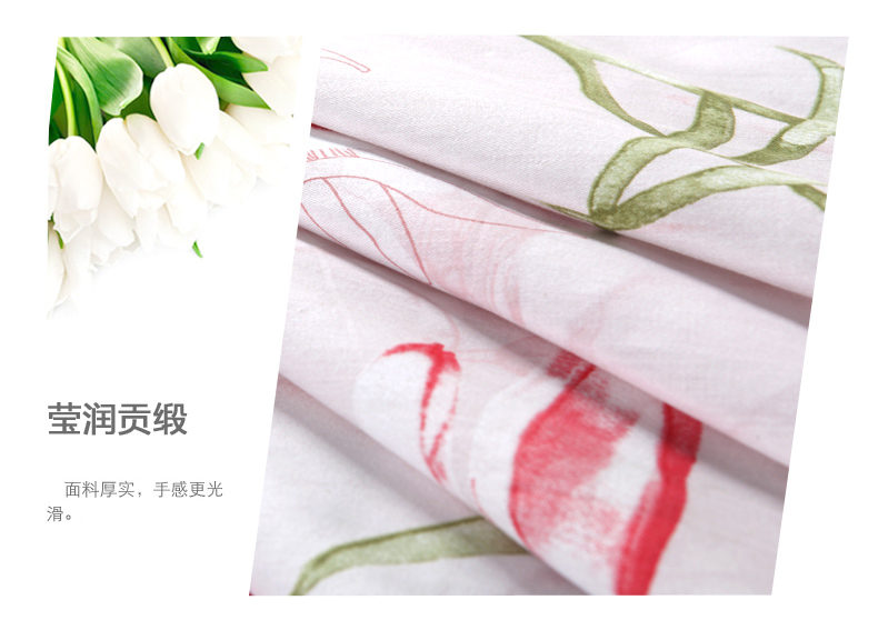Giống như satin bông denim giường cotton Hàn Quốc phiên bản của mục vụ phong cách giường bộ lily thơm - Bộ đồ giường bốn mảnh bộ chăn gối
