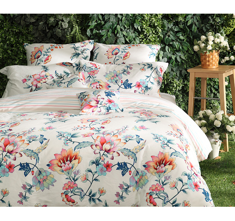 Giống như một gia đình bốn Brushed bông dệt giường bộ phong cách mục vụ giường bông thơm làm say - Bộ đồ giường bốn mảnh giá chăn ga gối đệm