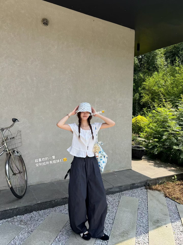 Now Available in Korea's Dongdaemun, 2026 Summer Pracfect Korean-Style High-Waisted Stylish Loose-Fitting Slimming Thin Casual Pants for Women
