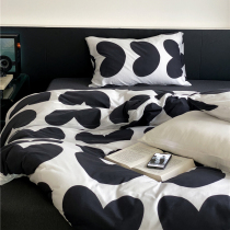Day Style Lukewarm Wind Black-and-white Color Knit Cotton Four Sets Pure Cotton Minimalist Geometric Pattern Modern Wind Bed Supplies