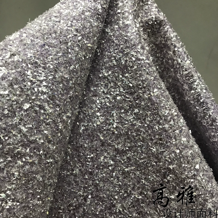 Màu xám bạc giả vảy cá sequins sáng bóng lấp lánh đính kết da vải nền vải nhà thiết kế thời trang vải - Vải vải tự làm